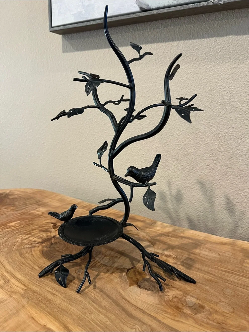 Black Metal Bird and Branch Jewelry Tree - Home Accents